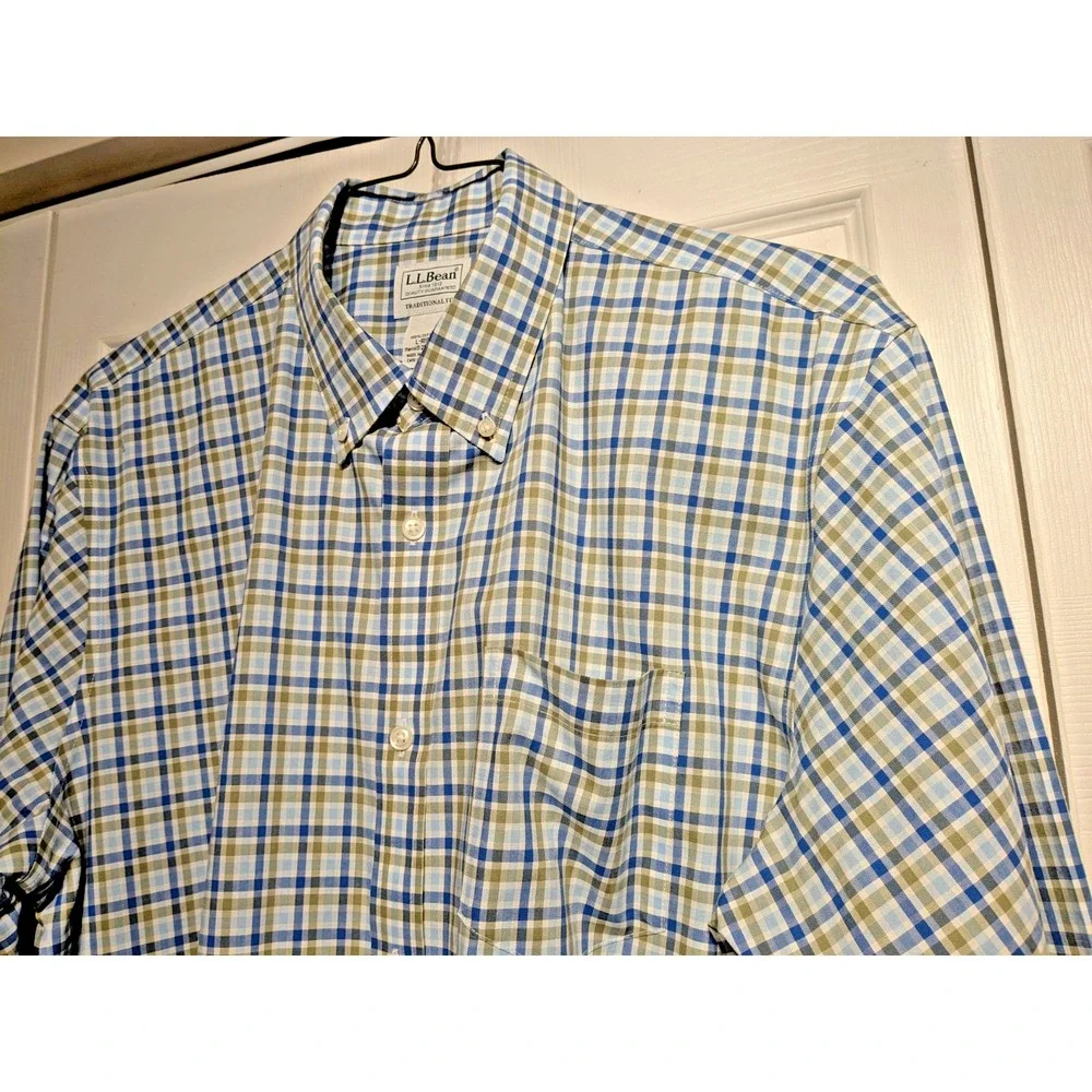 VTG. LL Bean Mens Sz: L Traditional Fit Button Down Shirt Plaid Cotton Pristine! - Picture 3 of 16